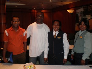 Workers church pastor and staff aboard the Liberty cruise ship